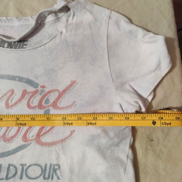 Women’s White David Bowie 1978 World Tour Graphic T-Shirt, Small (Faded Wash) - Picture 4 of 6